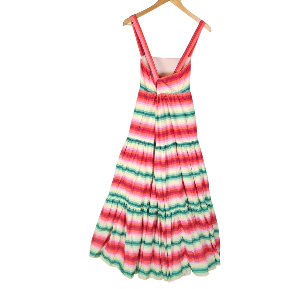 J. Crew Maxi Dress 2 Multicolor Rainbow Striped Tiered Maximalism Party Formal - Picture 3 of 11